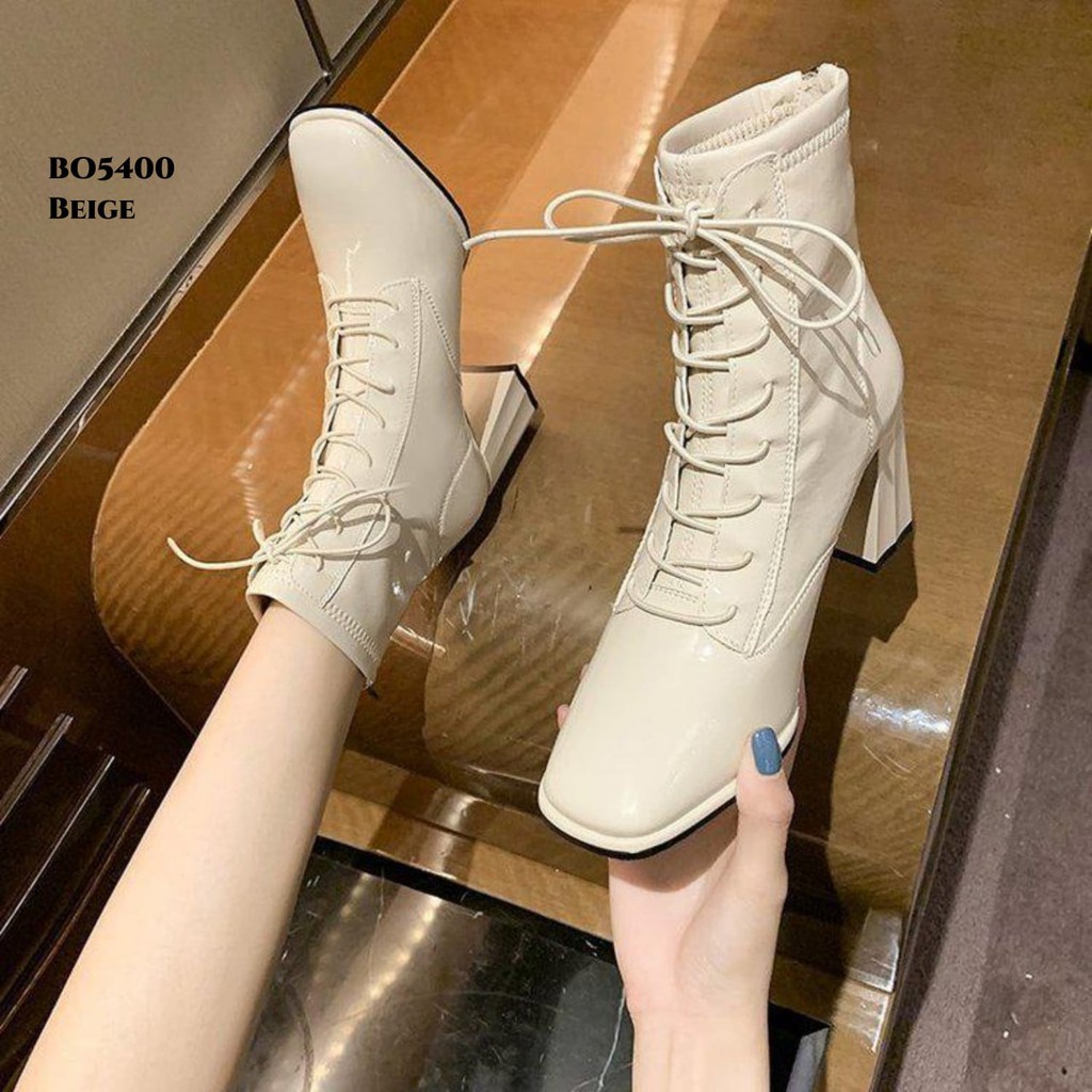 ✅PINKEY P043 Restock Sepatu Glossy Heels Model Boots Korea