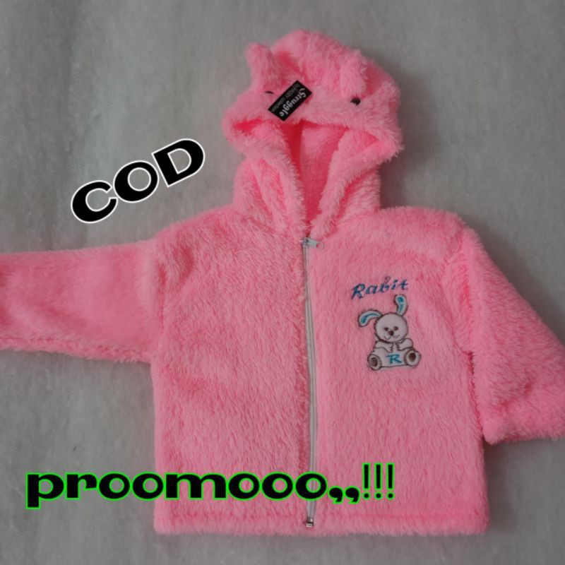 Jaket bayi lembut tebal bulu-Lembut tebal pink