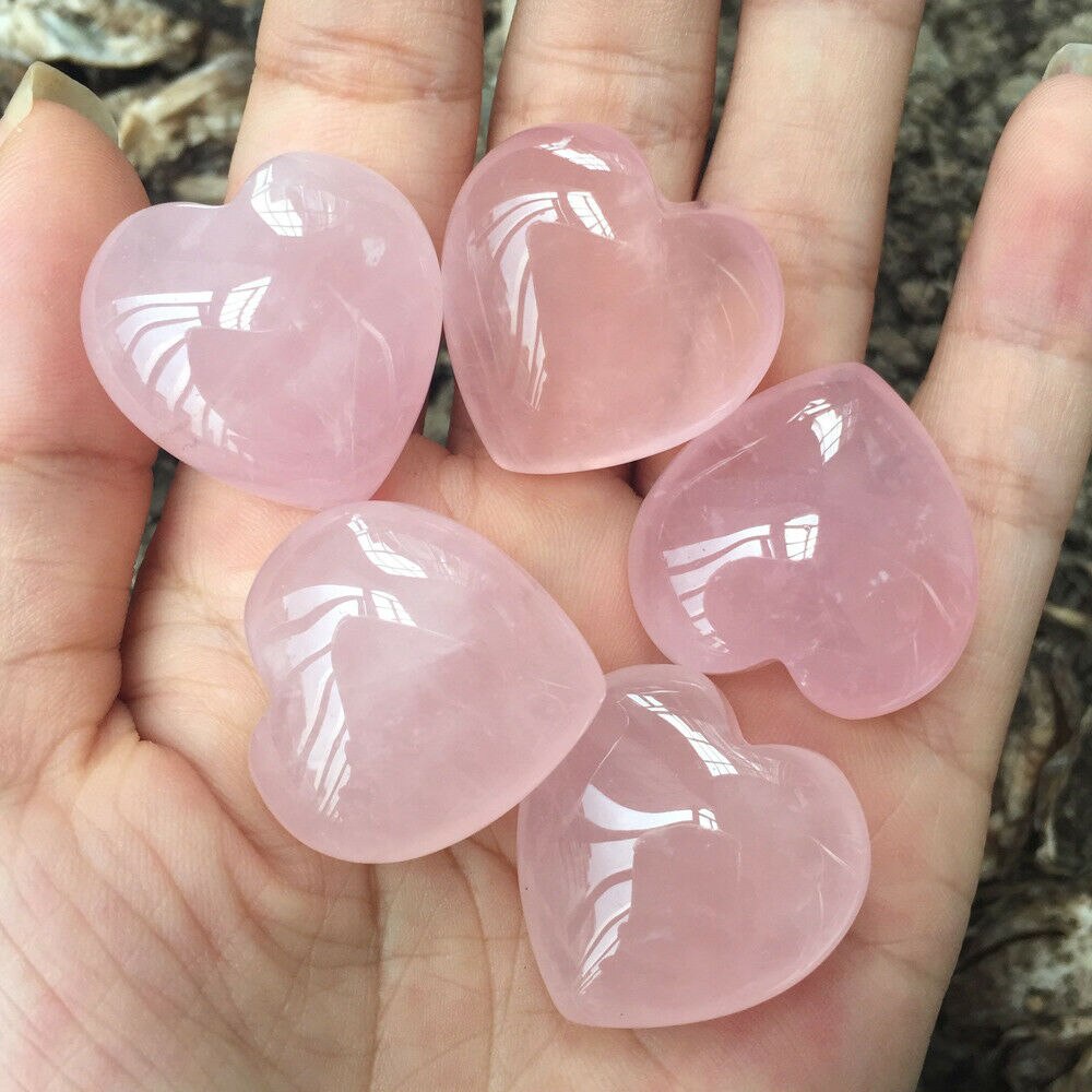 Batu Kristal Kuarsa Bentuk Hati Warna Pink Mawar Untuk Membuat Perhiasan