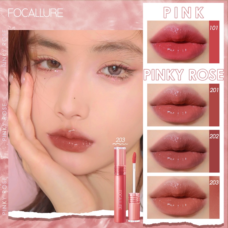 Focallure Mirror Lip Tint Gloss Jelly-Clear Dewy Lipstick Tahan lama Lipstick