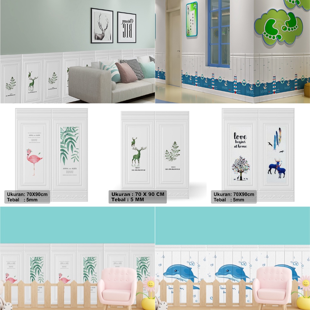 Wallfoam wallpaper foam 3D Wallpaper timbul anti kedap suara hiasan dinding dekorasi kamar