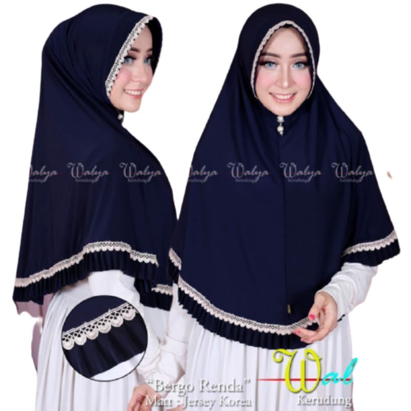 WALYA KERUDUNG BERGO REMPEL RENDA JERSEY KOREA