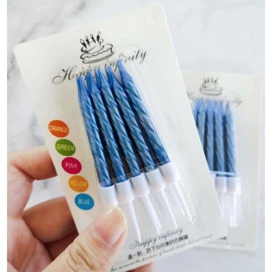 JT - Lilin Ulang Tahun Ulir / Spiral Pendek Metalik Isi 10 pcs Aneka Warna