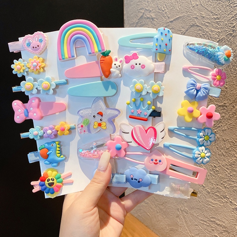 14pcs / Set Jepit Rambut Warna Permen Gaya Korea Untuk Anak