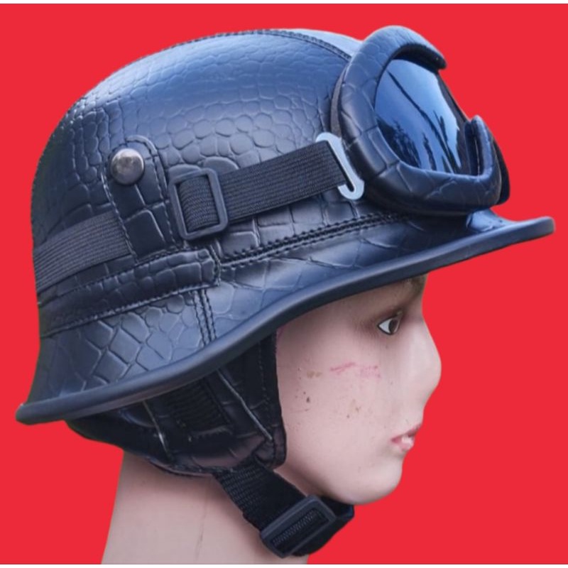 HELM RETRO MILENIAL KLASIK NAZI/HELM RETRO/HELM KLASIK/HELM/HELM MOTIF CROCODIEL/HELM NAZI HITAM