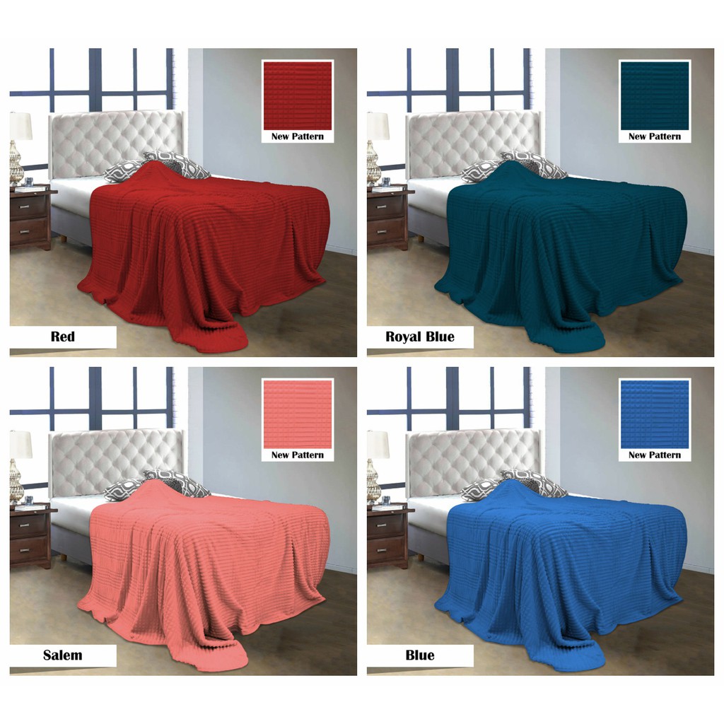 Selimut Luxury Quincy Vallery Super Soft Warna Polos Embos