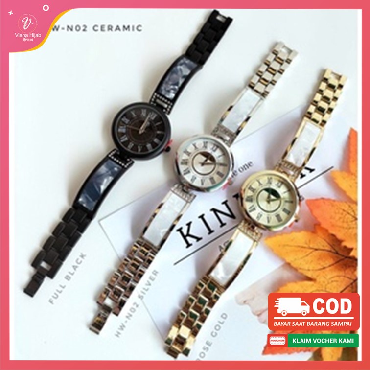 Jam Tangan Wanita Hody Watch HW-N02 Bahan Ceramic Water Resistant Anti Air