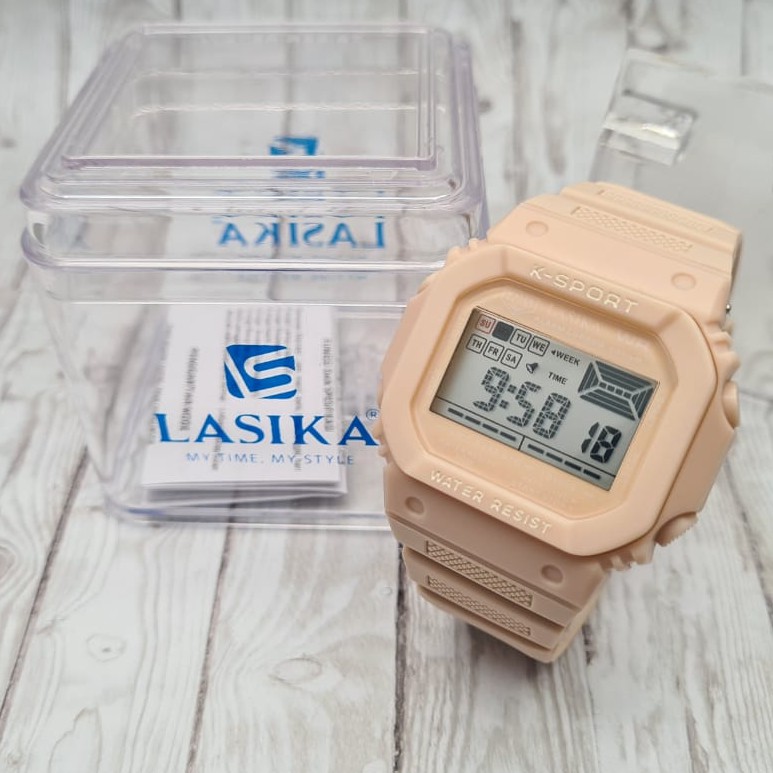 BONUS BOX Jam Tangan Sport Wanita Digital LASIKA L8109 Soft Tali Warna Tahan Air