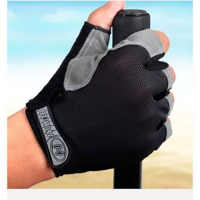 Sarung Tangan Huwai Half Finger Outdoor Sepeda Gym Motor Gloves