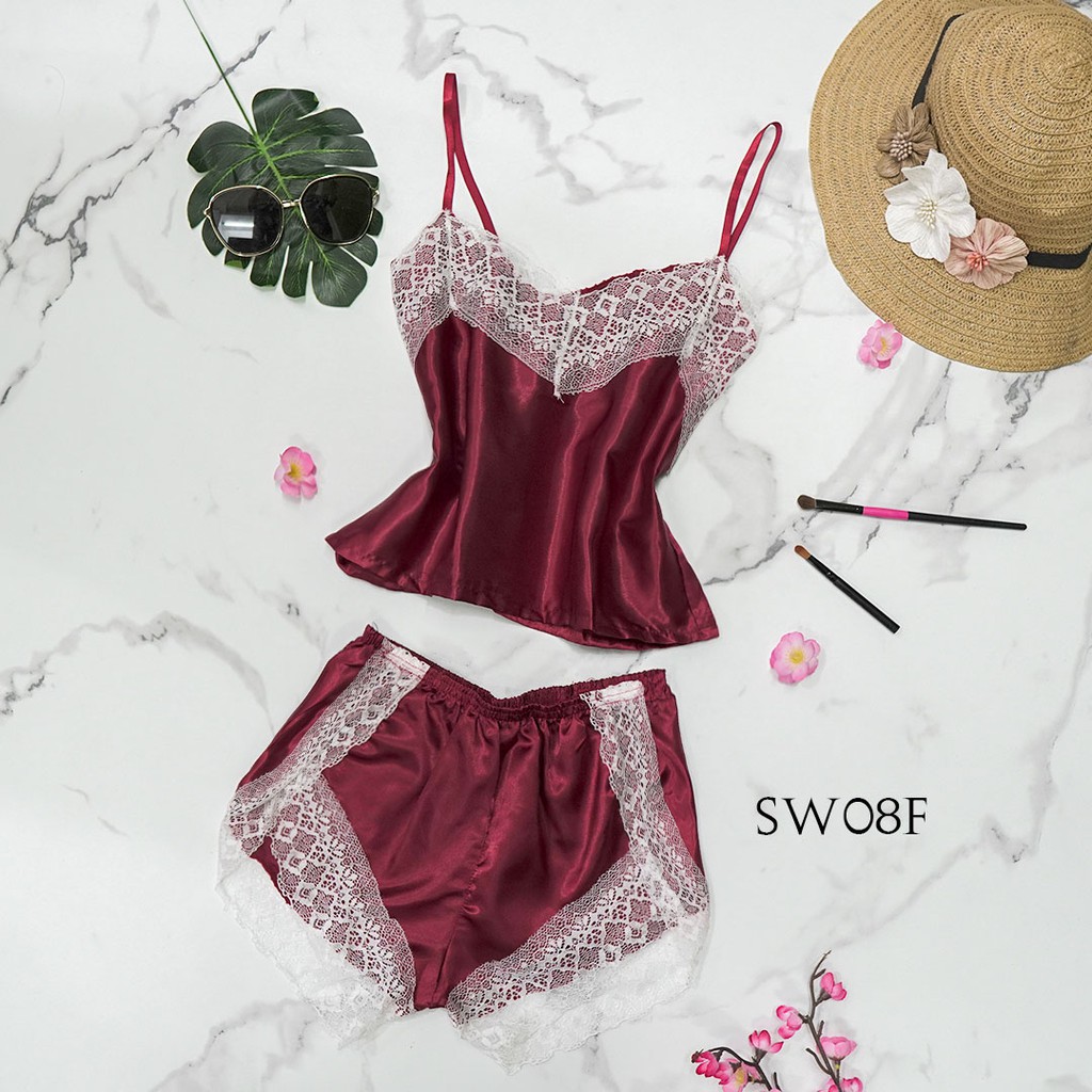 [PRIVASI AMAN] BAJU TIDUR WANITA DEWASA LINGERIE SEXY SLEEPWEAR MAROON SW08F