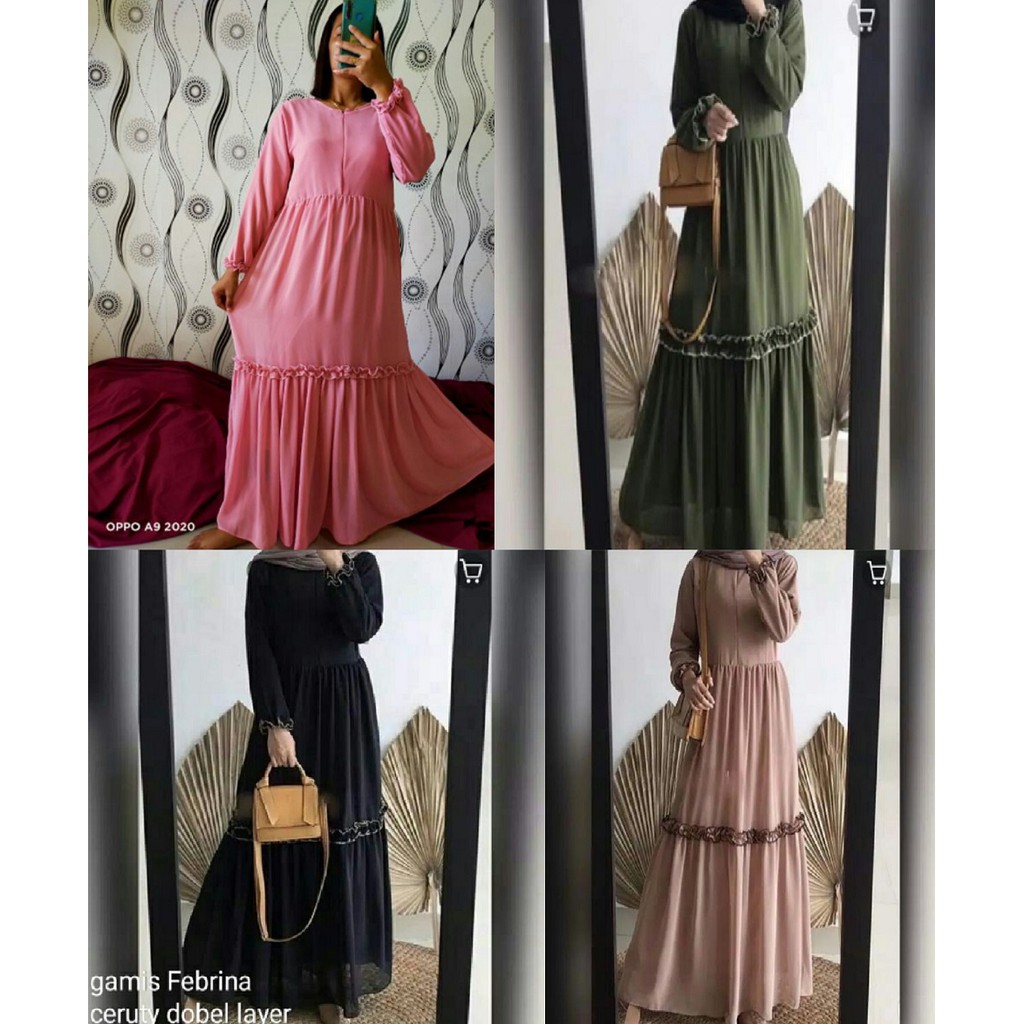 Terbaru  gamis ceruty  ful furing sabrina babydol Full Furing List Renda mewah