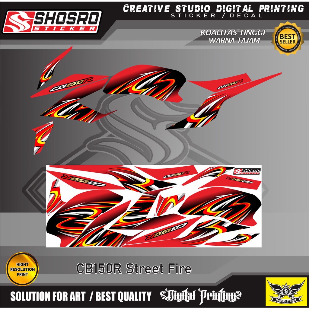 STIKER HONDA CB150 R STREET FIRE STRIPING VARIASI ALL CB150 STIKER MOTOR STREET FIRE CB150R STIKER L