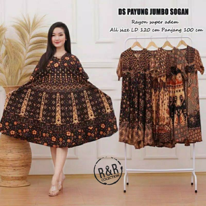 Daster Payung Jumbo BATIK SOGAN LD 120 / Daster Busui Bumil Murah Viral-2