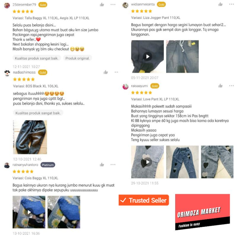 BAGGY JOGGER PANT KOREAN STYLE CELANA JEANS WANITA ALL SIZE L Up to XL PINGGANG KARET (SLIDE RIGHT UNTUK VARIAN LAINNYA)