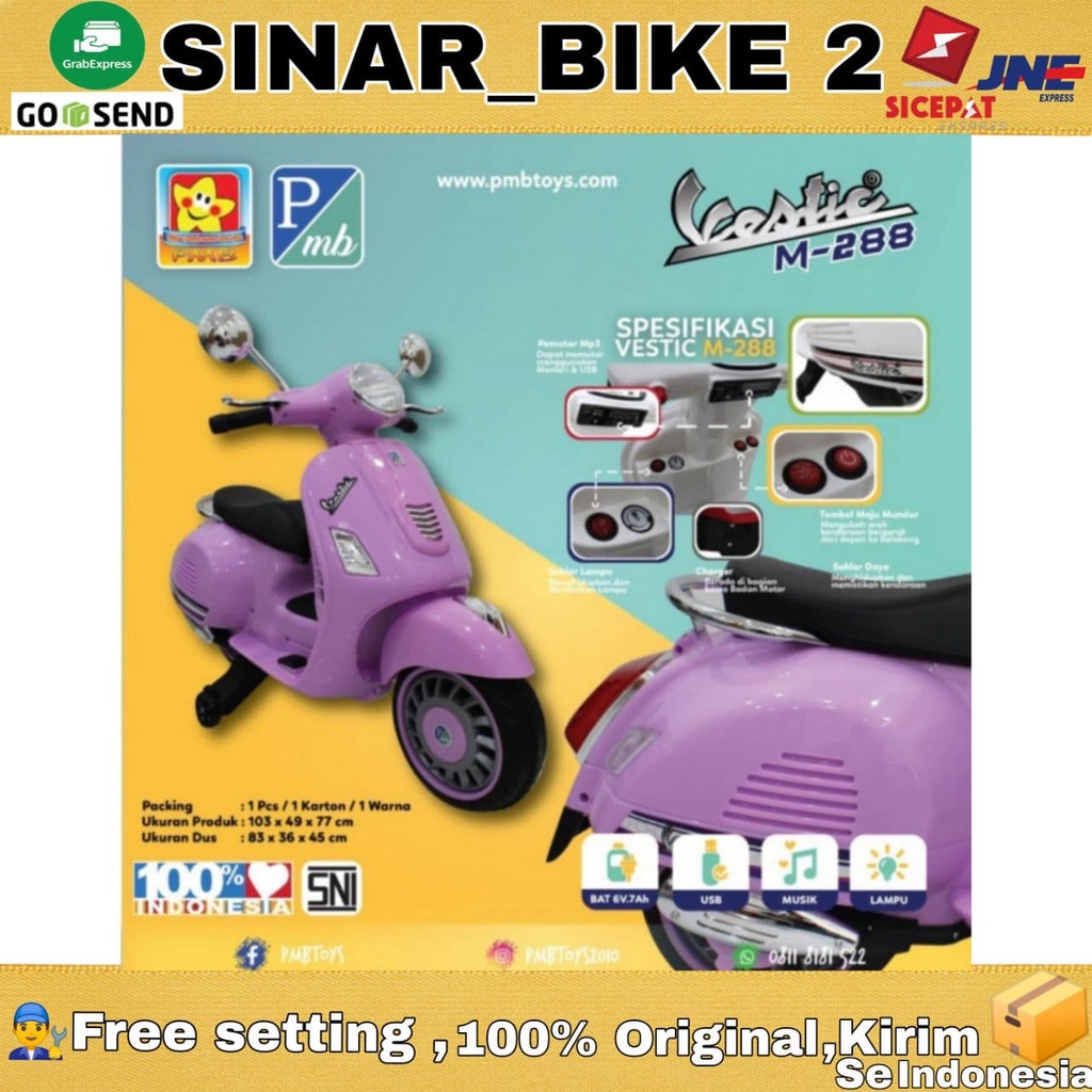 Mainan Anak Motoran Aki Vespa PMB M-288