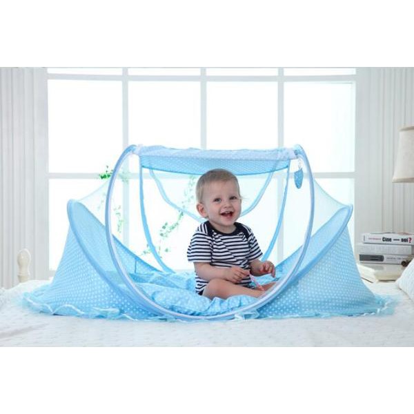 biru kelambu bayi musik series 3in1 dengan kasur dan bantal
