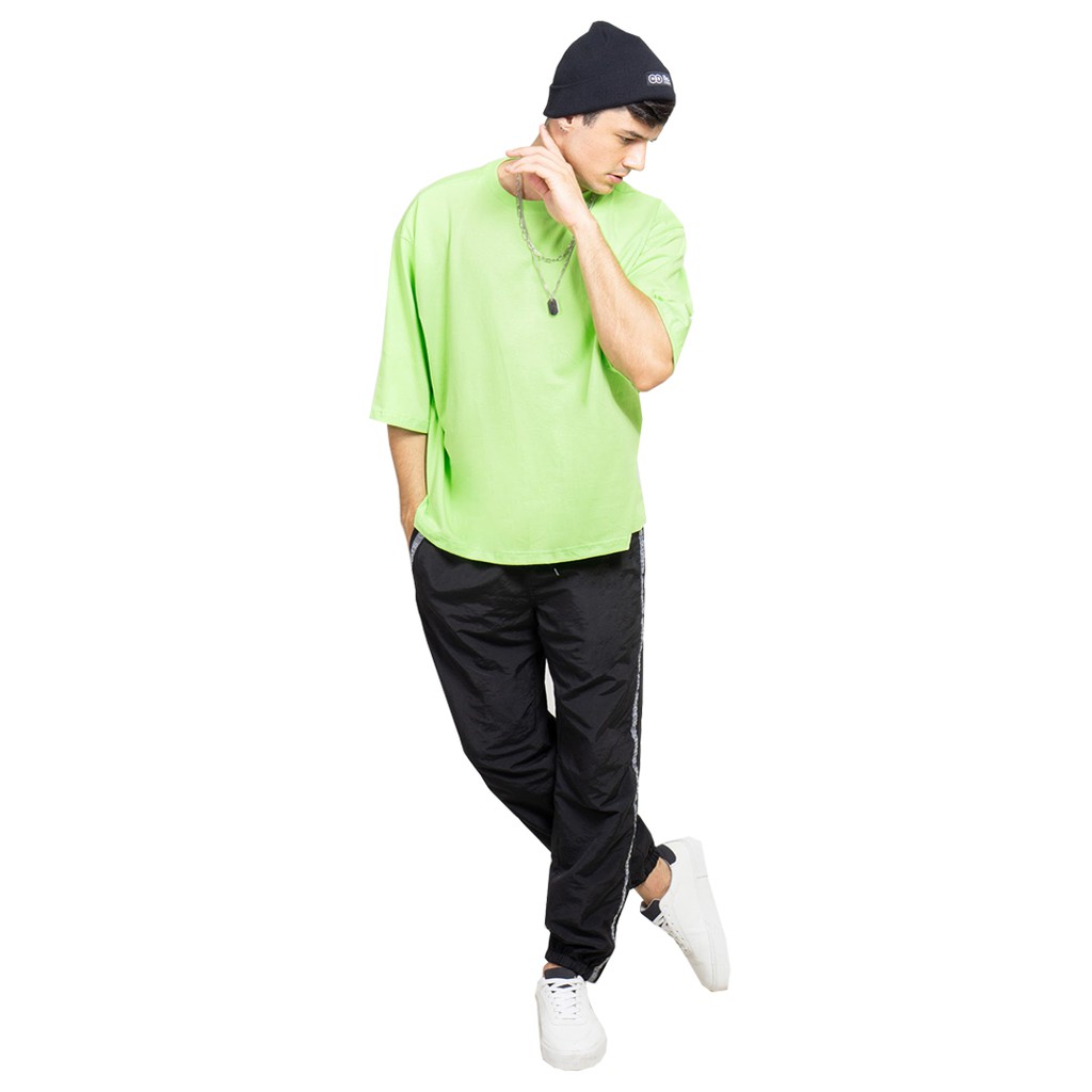 OCWA Men Neon Green Basic Oversized Tshirt