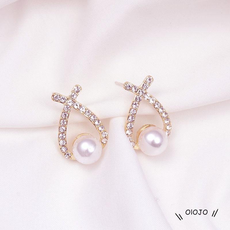 Korea Elegan Anting Mutiara Wanita Fashion Aksesoris Mewah - ol