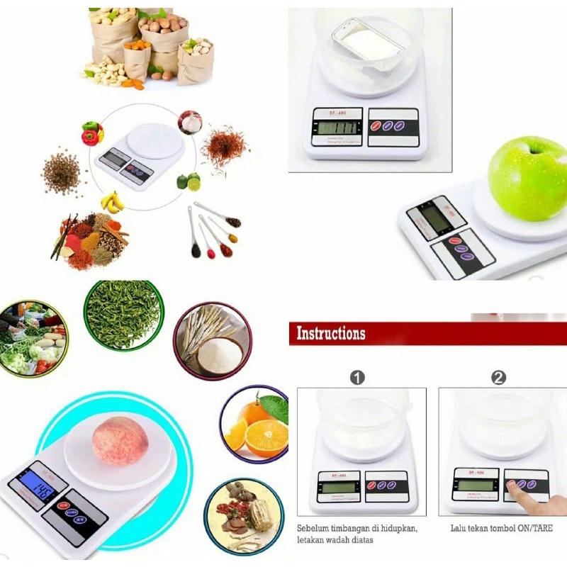[FREE SENDOK TAKAR] Timbangan Dapur Digital SF-400 (10KG)