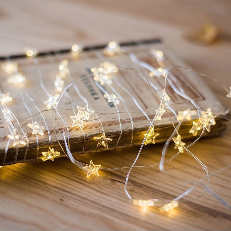 Fairylight Lampu String LED 2M Bentuk Bintang Dengan Kotak Baterai Untuk Dekorasi Natal