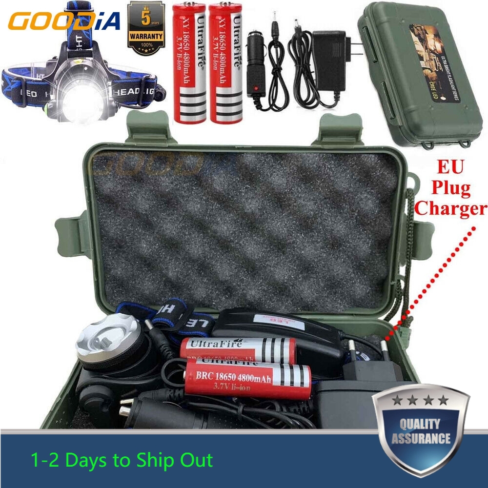 ✪〖Outdoors Flash/COD〗✪  T6 Zoom 90000LM Headlamp LED Headlight Flashlight Torch 18650 Battery &amp; charger