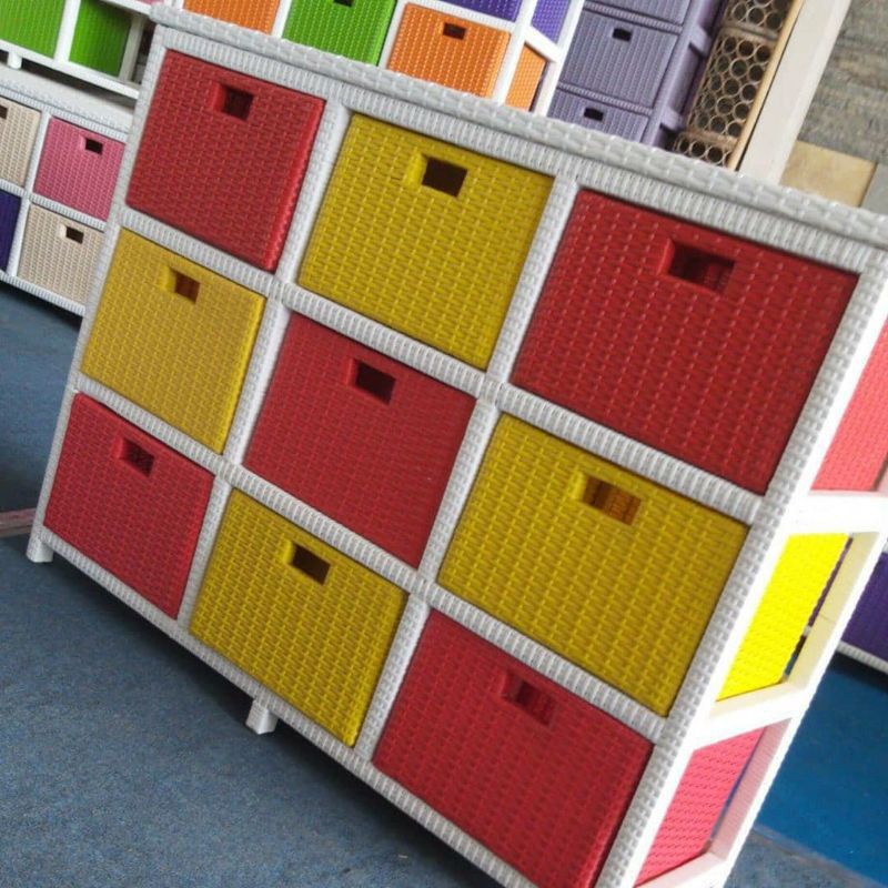 LEMARI LACI 9 ROTAN SINTETIS