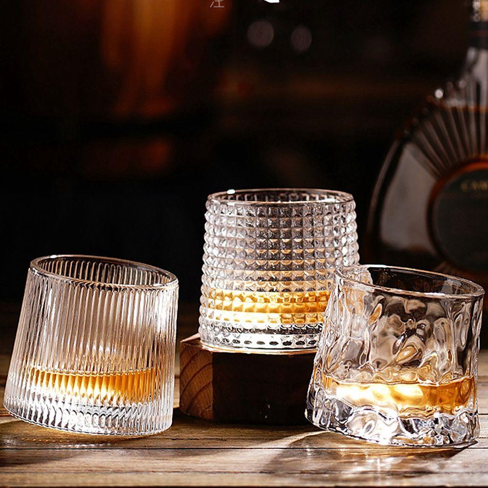 [Elegan] Burbon Glass Rotatable Scotch Untuk Bourbon Wine Glass Drinkware Minum Gelas Whiskey Kristal