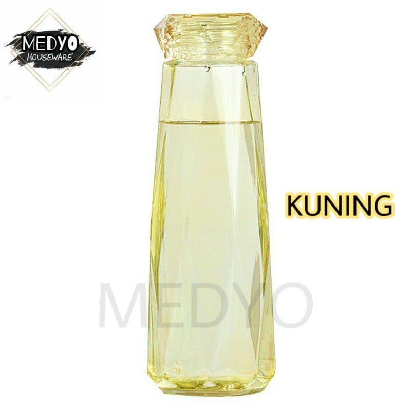 Botol Minum Kaca Kristal Diamond Botol Tumbler Unik Crystal 450ml-KUNING