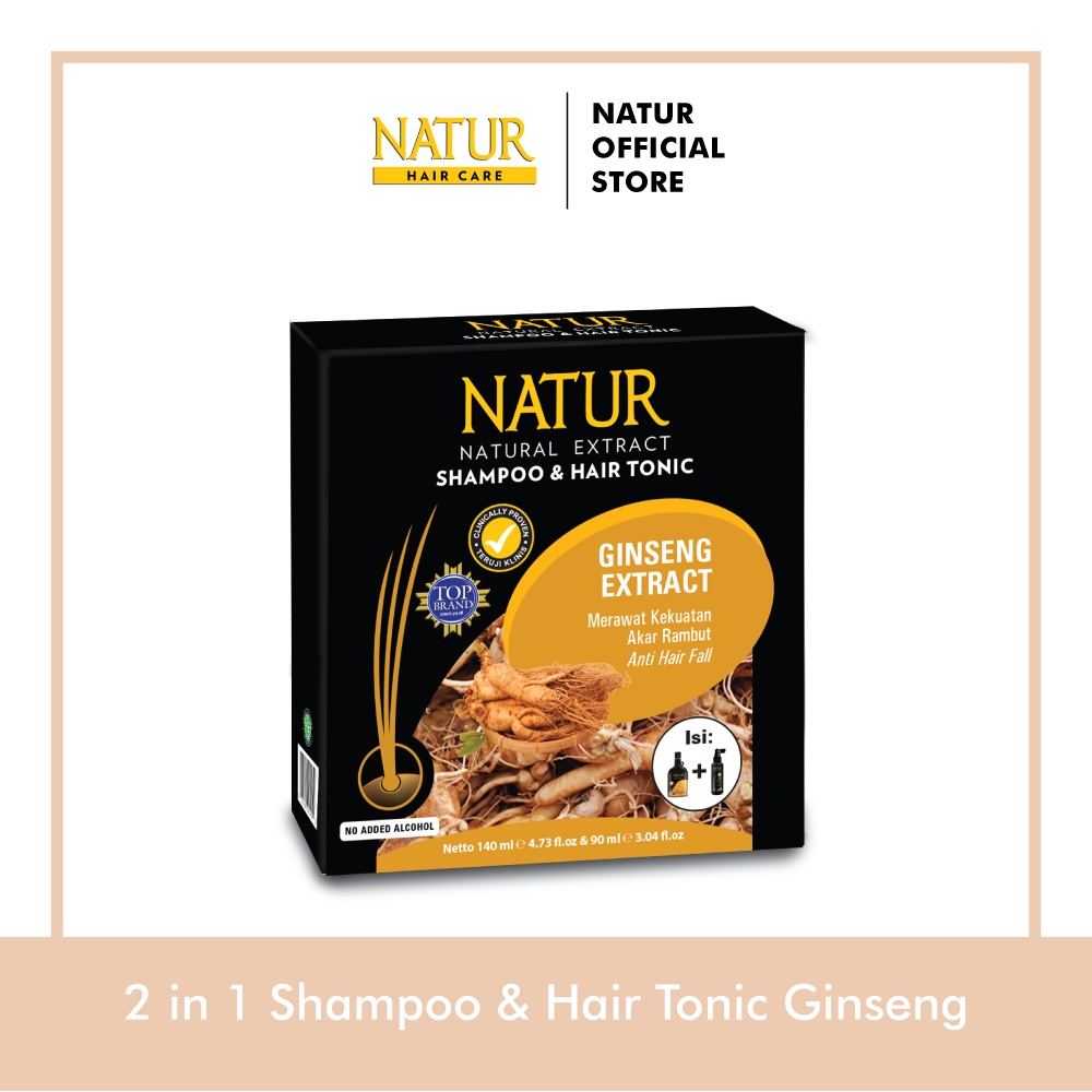 Natur Shampoo &amp; Hair Tonic 2 in 1 /Perawatan Rambut Rontok /Ginseng