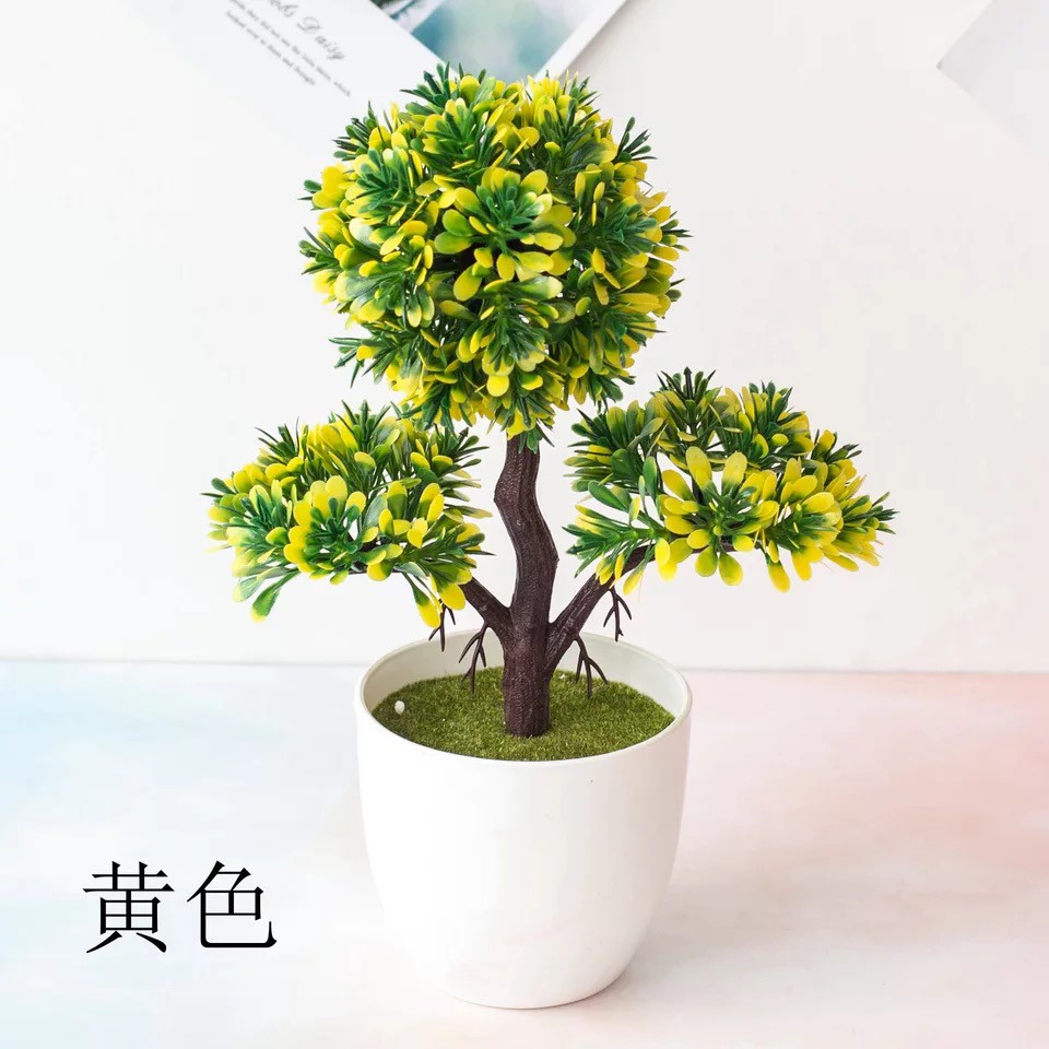 TANAMAN BUNGA PLASTIK DEKORASI RUMAH TANAMAN HIAS IMPORT MURAH-Yellow