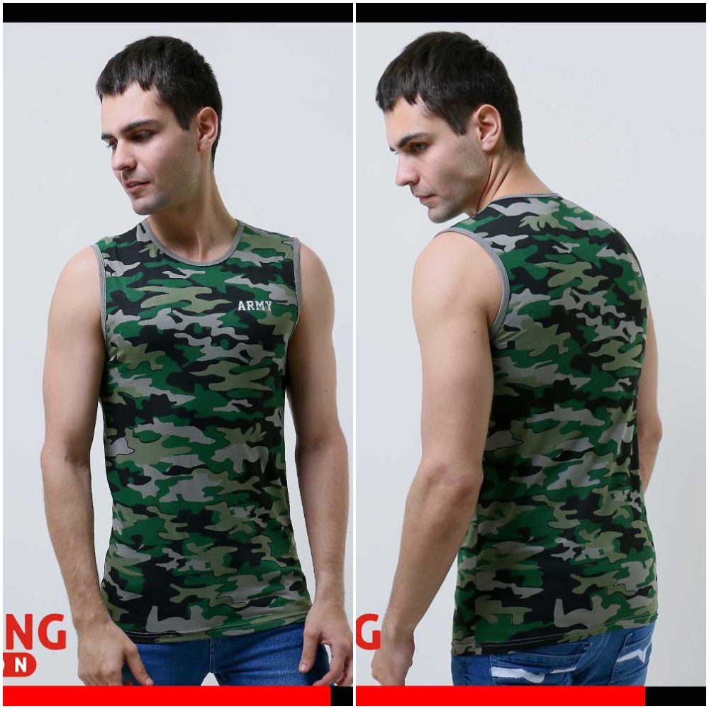 Singlet Loreng Army Cowok / Pakaian Dalam / Kaos Tangan Buntung (COMB)