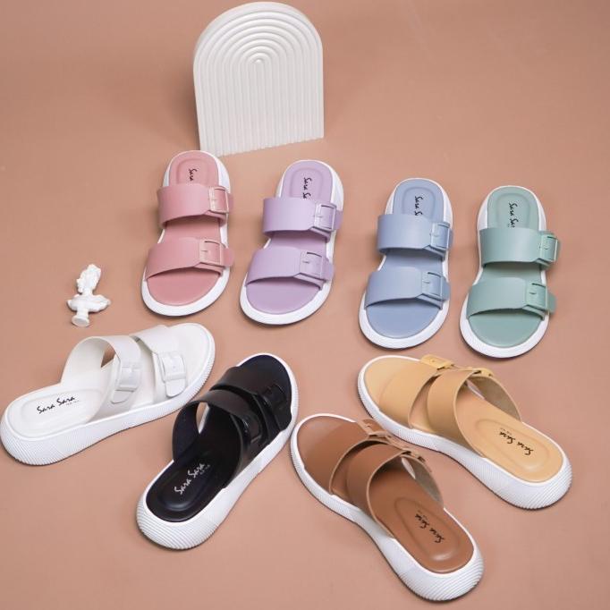 Sandal casual wanita sara sara JEAN sendal wedges cewek strap empuk TERPOPULER