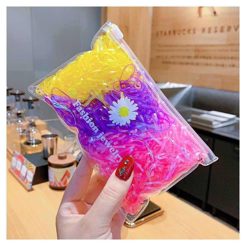 (27AN.ID) 500PCS Ikat Rambut H209 Ikat Rambut Karet Korea Wanita Warna Polos Gaya Korea Untuk Anak Perempuan-4