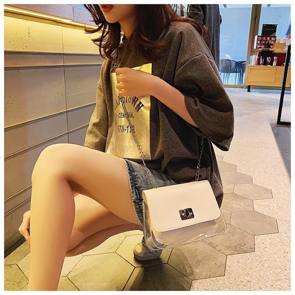 LDS 307-48 TAS SELEMPANG TRANSPARAN BAG FASHION WANITA TAS BAHU SLINGBAG FASHION IMPORT