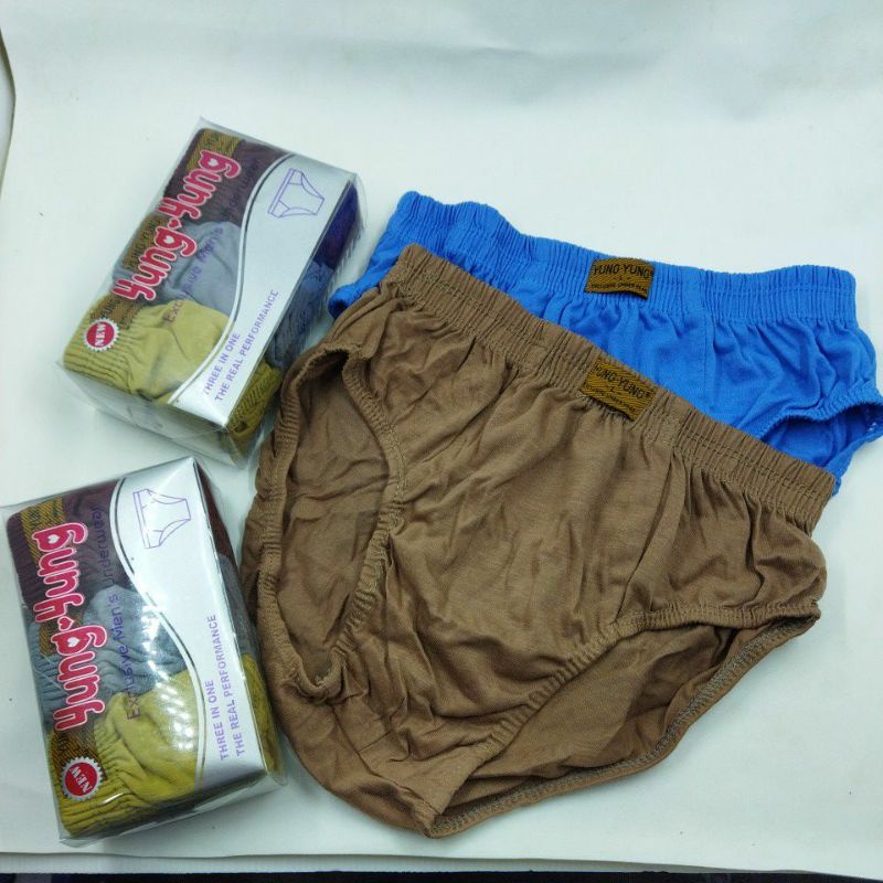 Undies Celana Dalam Pria Polos Merk Yung yung Ukuran ampe extra jumbo size M,L ,XL,3L Grosir OkE...