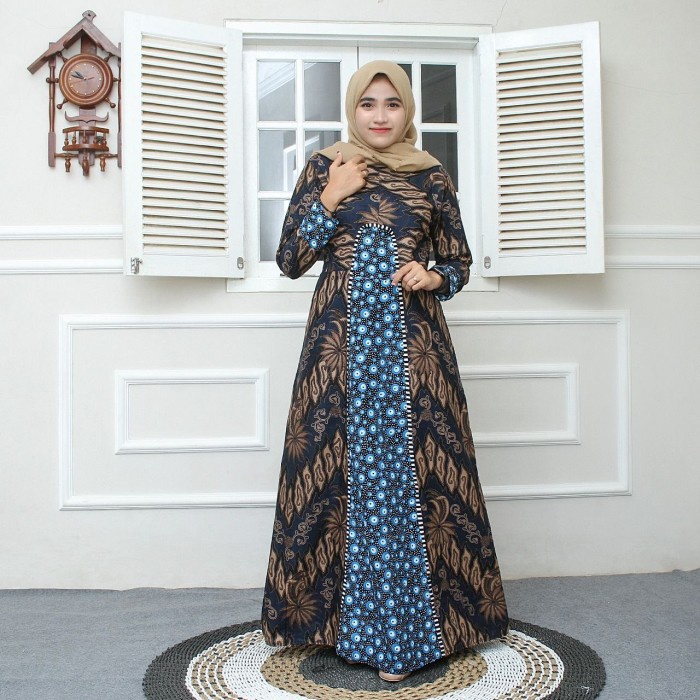 gamis batik wanita longdress batik baju lebaran muslimah baju kurung