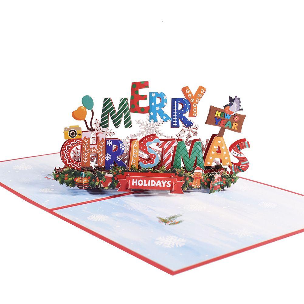 Kartu Ucapan Desain Snowman Reindeer Merry Christmas Dengan Amplop