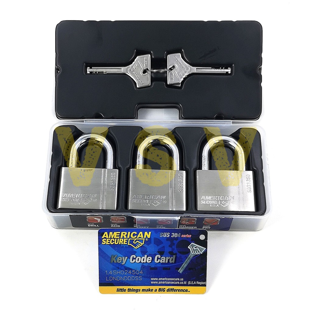 American Secure Gembok master key 50mm isi 3 / gembok rumah / gembok gudang