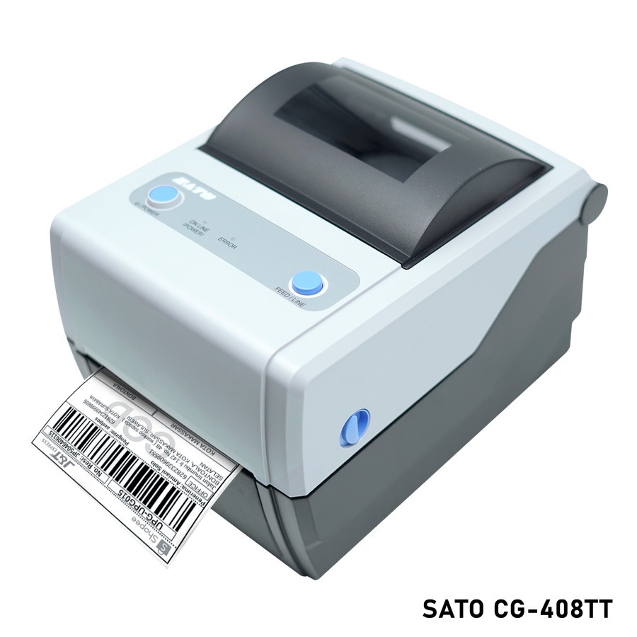 SATP CG 408TT PRINTER BARCODE TRANSFER THERMAL 100 MM CG408TT USB PARALEL PRINT LABEL NAMA HARGA BARANG RESI PENGIRIMAN MARKETPLACE EXPEDISI JNE JNT GELANG PASIEN