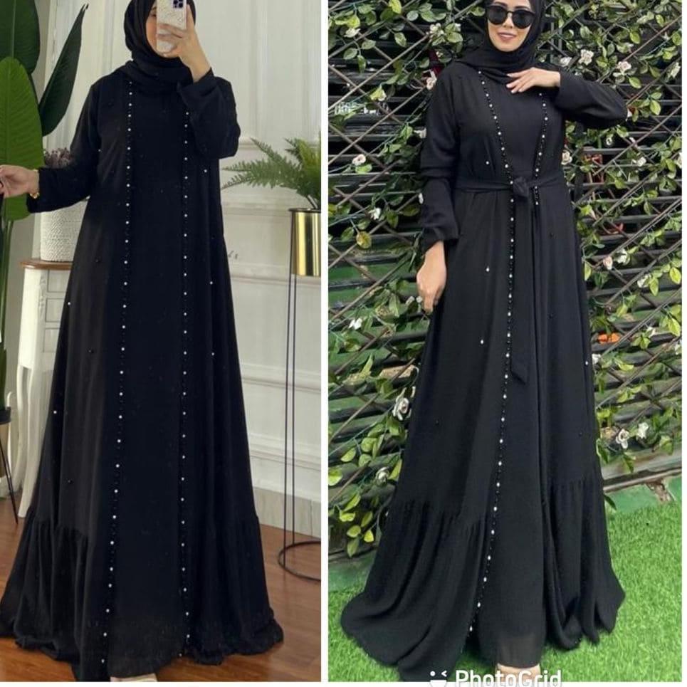 "USD. 99563" Baju Kondangan Gamis Wanita Ceruty Aplikasi Mutiara2022 Gamis Pesta Muslim Wanita Mewah