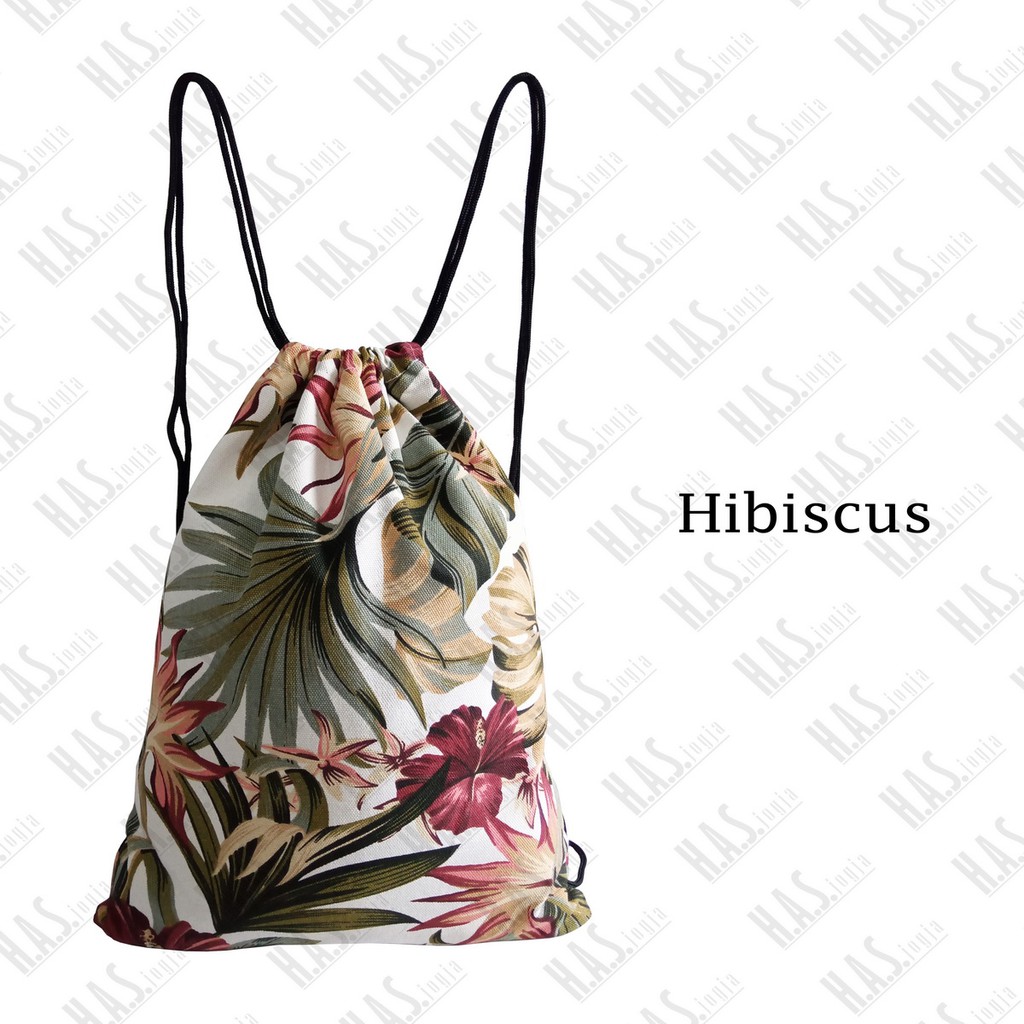 HIBISCUS - TAS SERUT DRAWSTRING BAG STRING BAG STRINGBAG BAHAN KANVAS TEBAL