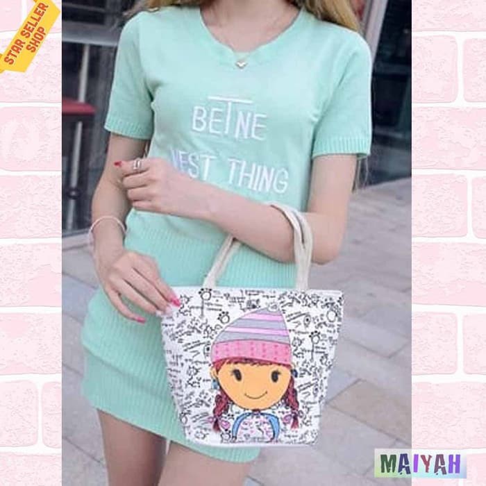 Tas Jinjing Tote Kecil kosmetik Wanita import Lunch Bag ORIGINAL - Japanese Cat