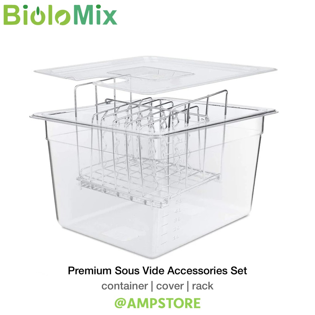 BioloMix Sous Vide Accessories, Container + Cover + Rack 11Litres