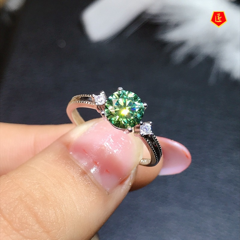 [Ready Stock]1 Karat Green Moissanite Open Ring