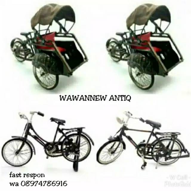 TERMURAH Paket Miniatur Becak Jogja 2 Sepeda 2 Antik Murah