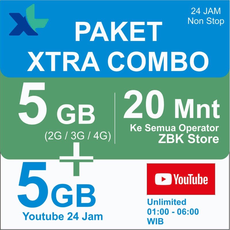XL XTRA COMBO 5GB, 10GB, 15GB, 20GB, 35GB DATA INTERNET 30HARI KUOTA PAKET