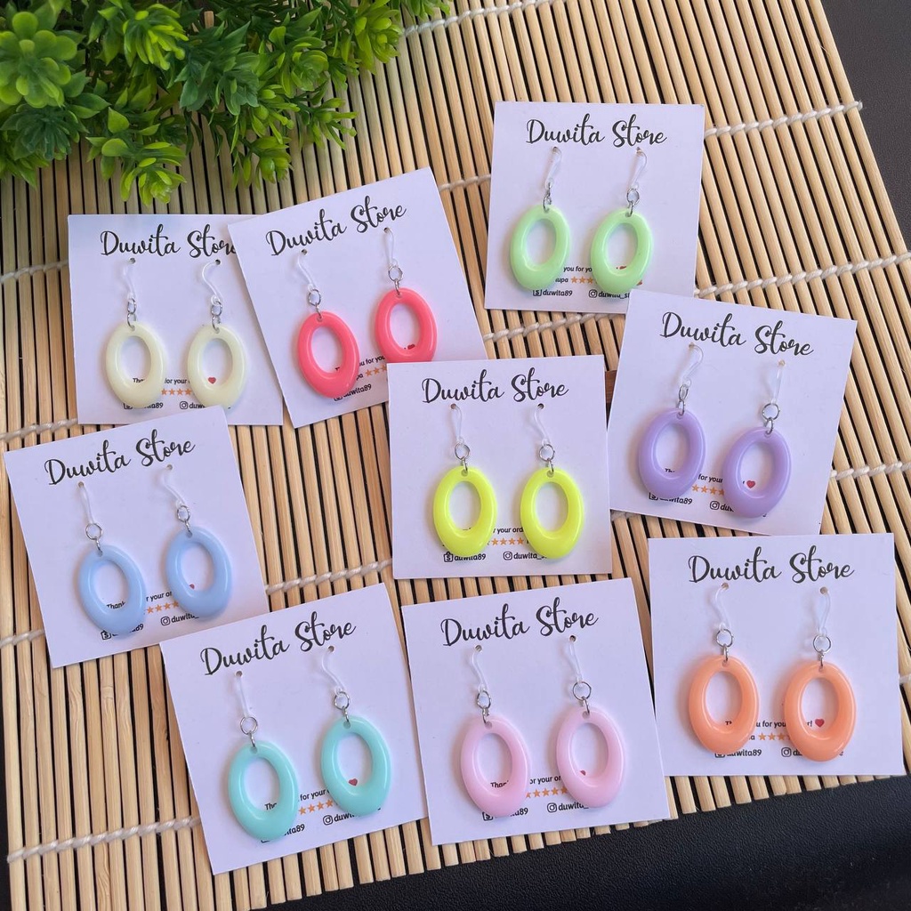 HANDMADE ANTING ANAK/DEWASA KAITAN PLASTIK MOTIF OVAL