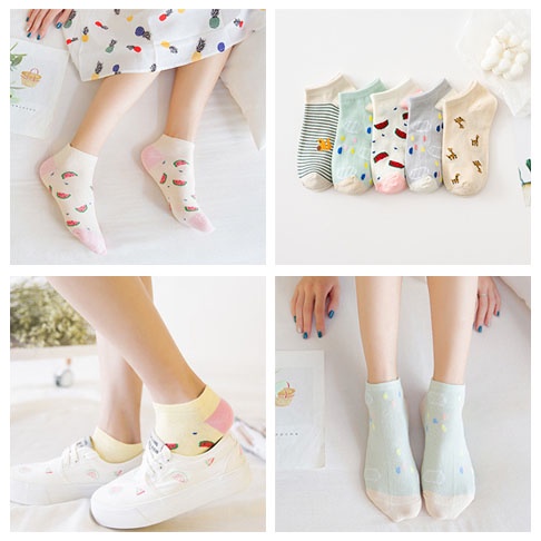 MURMURE.ID | 5PCS KAOS KAKI WANITA IMPORT ALA KOREA ISI 5 PCS ANKLE SOCK 5IN1 CS031-2