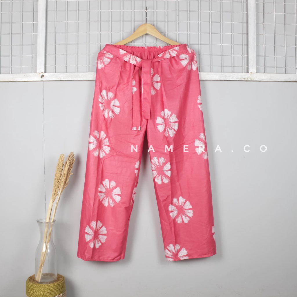 Celana Tidur Panjang Kulot Wanita Motif Tie Dye Shibori Bahan Katun Rayon