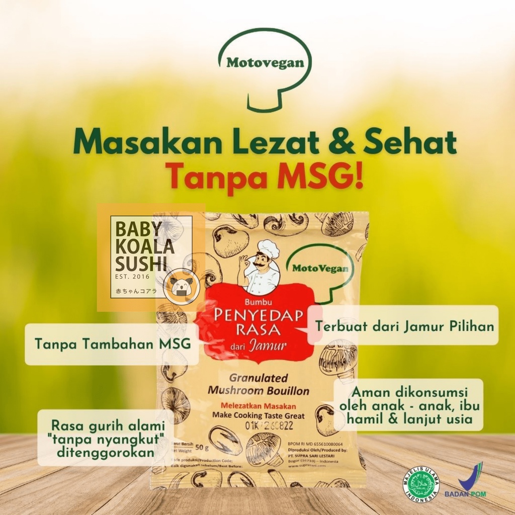 {EXP 09/2023} MOTO VEGAN Kaldu Jamur Non MSG 50 g Halal │ Bukan Totole